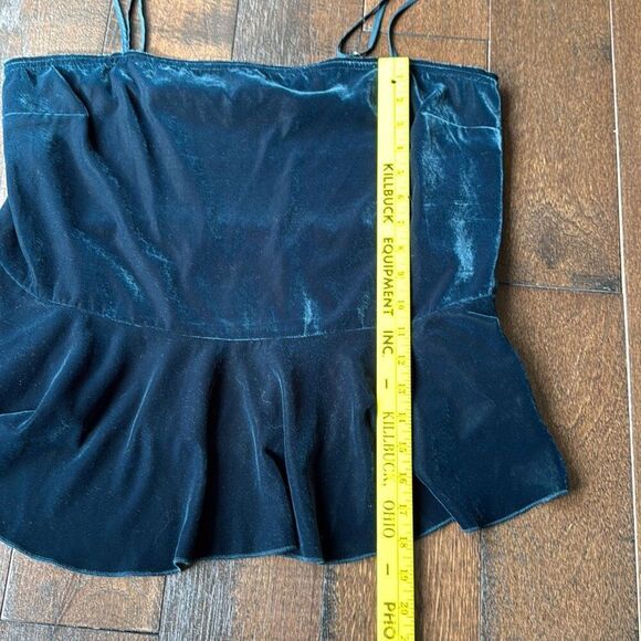 Intimately free people velvet spaghetti strap tank top size large hunter green w - Picture 8 of 8